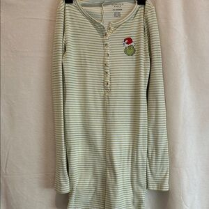 Women’s Striped pjs with Grinch Embroidery